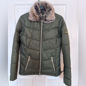 Barbour Coat with removable faux fur trim, size US 6